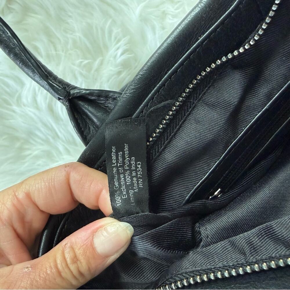 Unbranded | India Black Genuine Leather Zipper Woven Tote Bag Shoulder Purse - Picture 9 of 11